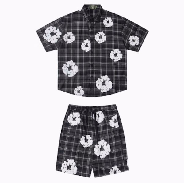 画像1:  Unisex Tears Kapok Foam Flower Print Shirt & Shorts Set  ティアーズ カポックフォームフラワープリント シャツ＆ショートパンツセットアップ上下  男女兼用 ユニセックス (1)