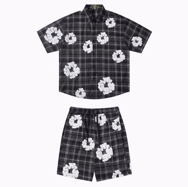 画像1:  Unisex Tears Kapok Foam Flower Print Shirt & Shorts Set  ティアーズ カポックフォームフラワープリント シャツ＆ショートパンツセットアップ上下  男女兼用 ユニセックス (1)