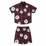 画像2:  Unisex Tears Kapok Foam Flower Print Shirt & Shorts Set  ティアーズ カポックフォームフラワープリント シャツ＆ショートパンツセットアップ上下  男女兼用 ユニセックス (2)