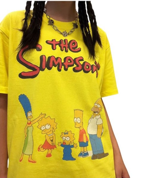 画像1: The Simpsons Family Cute Sweet Donuts Creative Short Sleeve T-Shirt　ユニセックス 男女兼用シンプソンファミリー＆スイートドーナツプリント 半袖  Tシャツ  (1)