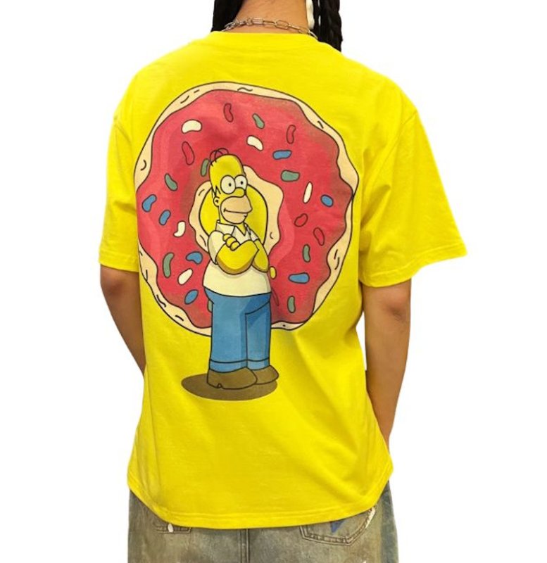 画像2: The Simpsons Family Cute Sweet Donuts Creative Short Sleeve T-Shirt　ユニセックス 男女兼用シンプソンファミリー＆スイートドーナツプリント 半袖  Tシャツ  (2)