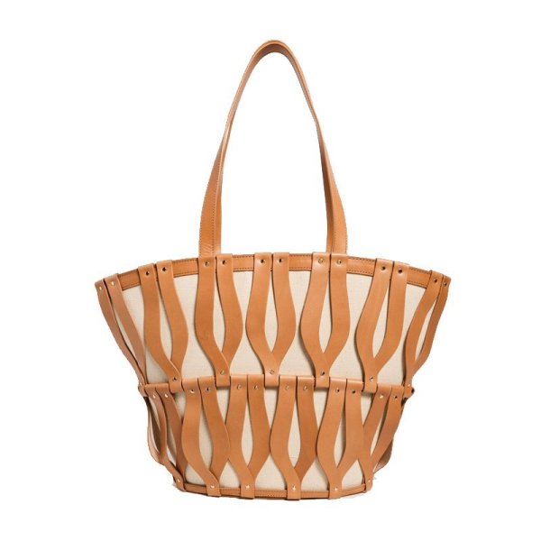 画像1: Leather Woven & Canvas Tote Shoulder Bag　 男女兼用ユニセックスレザー織り＆キャンバストートショルダーバッグトート (1)