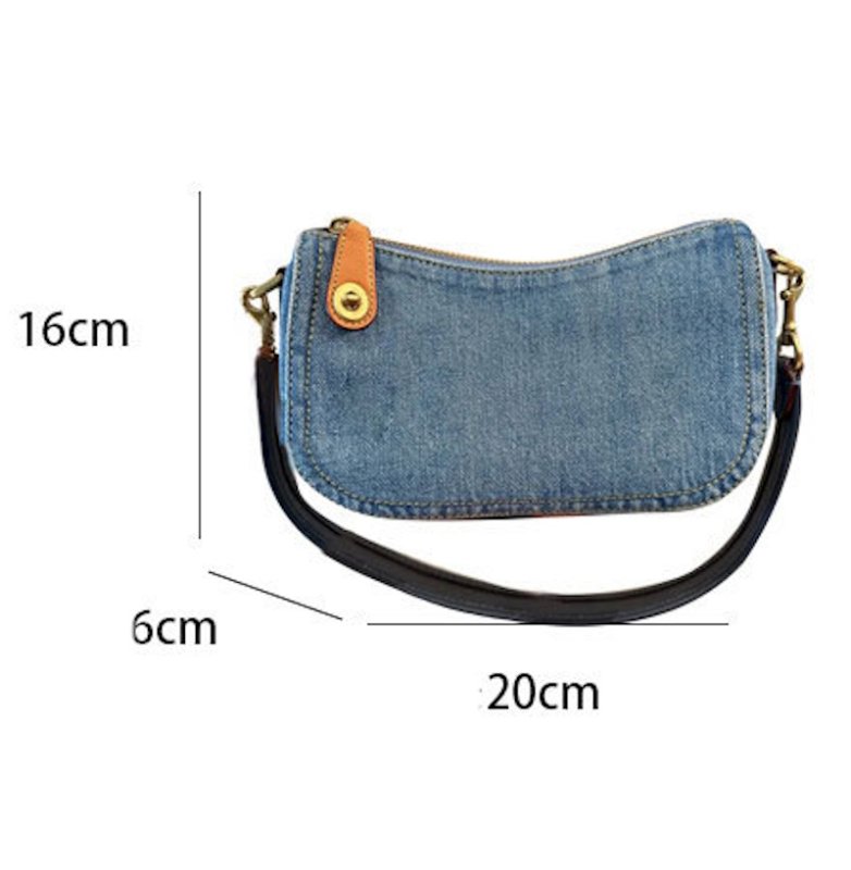 画像2: Denim one-shoulder underarm tote shoulder accessory pouch bag 男女兼用ユニセックス デニムワンショルダーアンダーアームトートショルダーアクセサリーポーチバッグ (2)