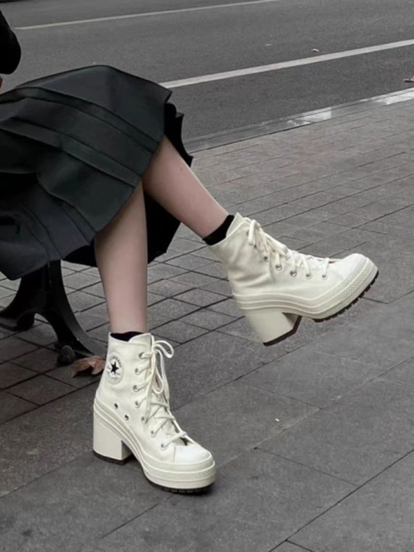 画像7: muffin daddy high cut lace-up heel sneakers ユニセックス 男女兼用 厚底 ハイカット マフィン ヒール 厚底 レースアップ スニーカー (7)