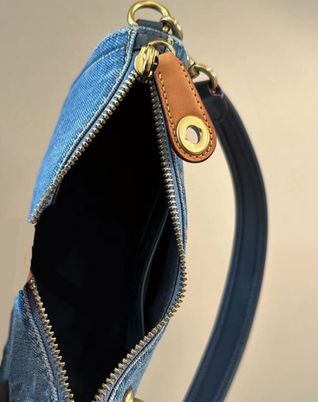 画像5: Denim one-shoulder underarm tote shoulder accessory pouch bag 男女兼用ユニセックス デニムワンショルダーアンダーアームトートショルダーアクセサリーポーチバッグ (5)