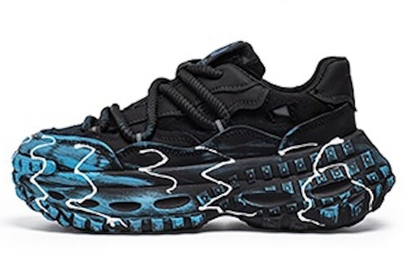 画像1: Men's unisex pomegranate chunky sole platform lace-up sneakers 男女兼用 ユニセックス ザクロチャンキーソール厚底レースアップ ペイント スニーカー (1)