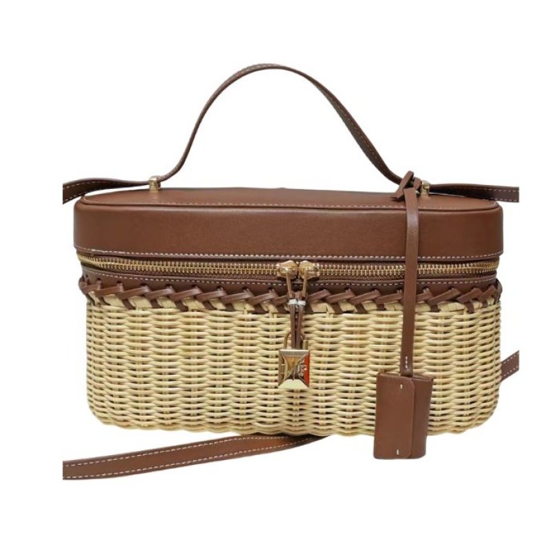画像2: Rattan lunch box-shaped tote shoulder bag　ラタンランチボックススタイル トートショルダー斜め掛けかごバッグ (2)