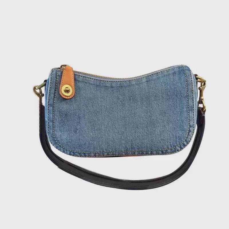 画像3: Denim one-shoulder underarm tote shoulder accessory pouch bag 男女兼用ユニセックス デニムワンショルダーアンダーアームトートショルダーアクセサリーポーチバッグ (3)
