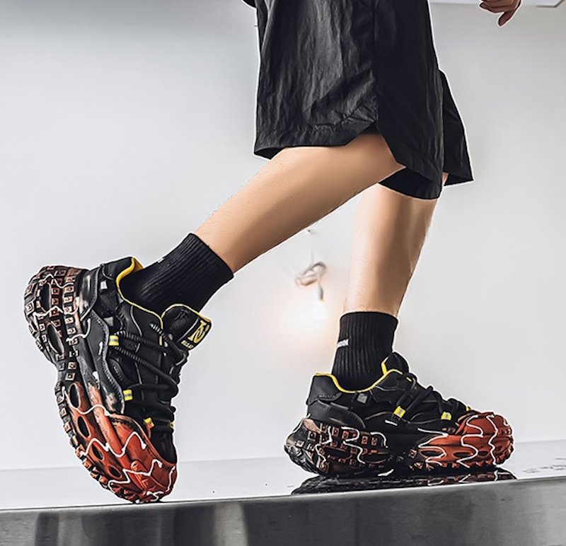 画像6: Men's unisex pomegranate chunky sole platform lace-up sneakers 男女兼用 ユニセックス ザクロチャンキーソール厚底レースアップ ペイント スニーカー (6)