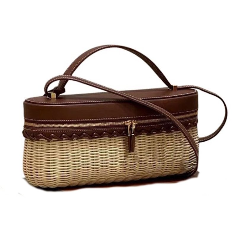 画像9: Rattan lunch box-shaped tote shoulder bag　ラタンランチボックススタイル トートショルダー斜め掛けかごバッグ (9)