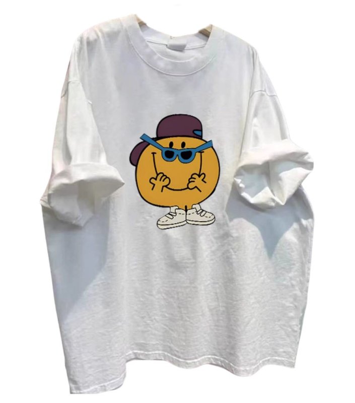 画像4: Sunglasses Smile Print Tshirt  ユニセックス 男女兼用サングラススマイルプリント 半袖  Tシャツ  (4)