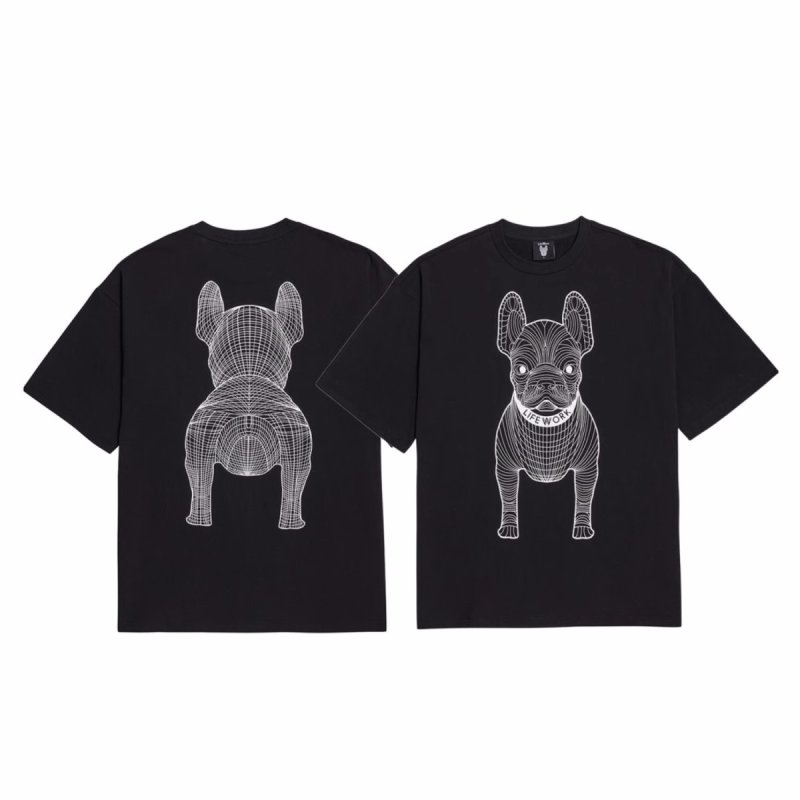 画像11: French Bulldog Pattern PrintT shirt  ユニセックス 男女兼用フレンチブルドッグプリント 半袖  Tシャツ  (11)