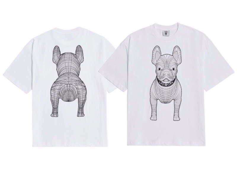 画像1: French Bulldog Pattern PrintT shirt  ユニセックス 男女兼用フレンチブルドッグプリント 半袖  Tシャツ  (1)