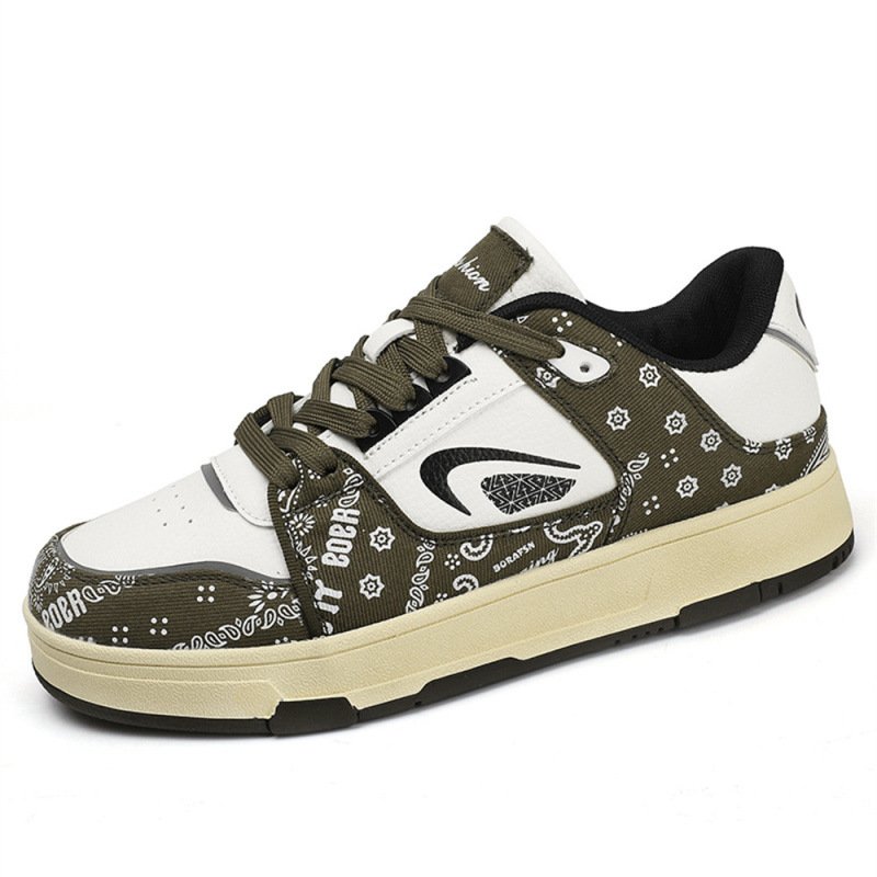 画像1: Unisex Paisley Leather Lace-Up Sneakers 　男女兼用 ユニセックスペイズリーレザーレースアップ ペイント スニーカー (1)