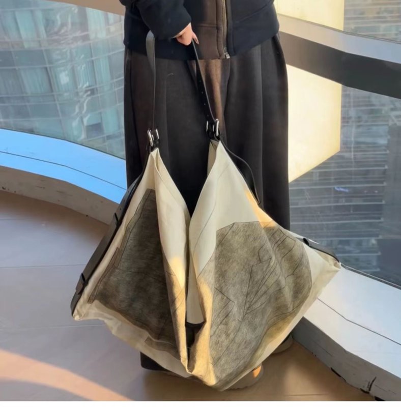 画像4: Unisex Cold Style Printed Canvas Large Capacity Tote Shoulder Bag 　ユニセックスコールドスタイルプリントキャンバスラージキャパシティートート ショルダーバッグ (4)