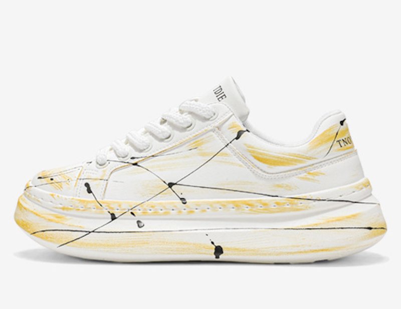 画像6: Men's unisex  Graphic painted leather lace-up platform sneakers　男女兼用 ユニセックス グラフィックペイントレザーレースアップ厚底スニーカー (6)