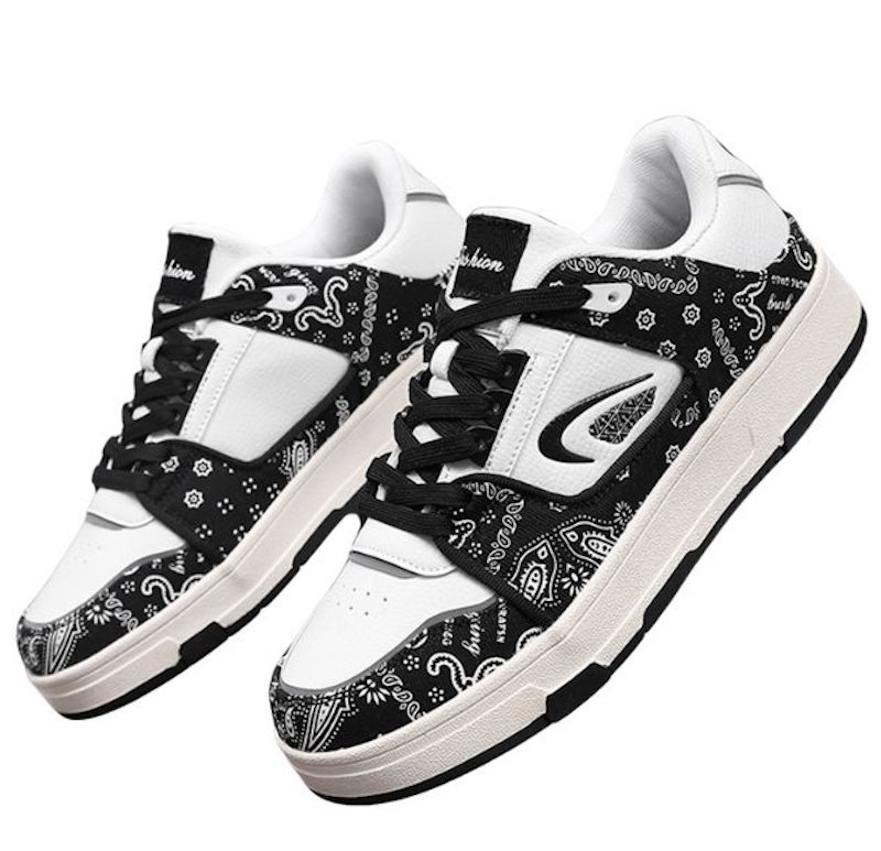 画像3: Unisex Paisley Leather Lace-Up Sneakers  男女兼用 ユニセックスペイズリーレザーレースアップ ペイント スニーカー (3)