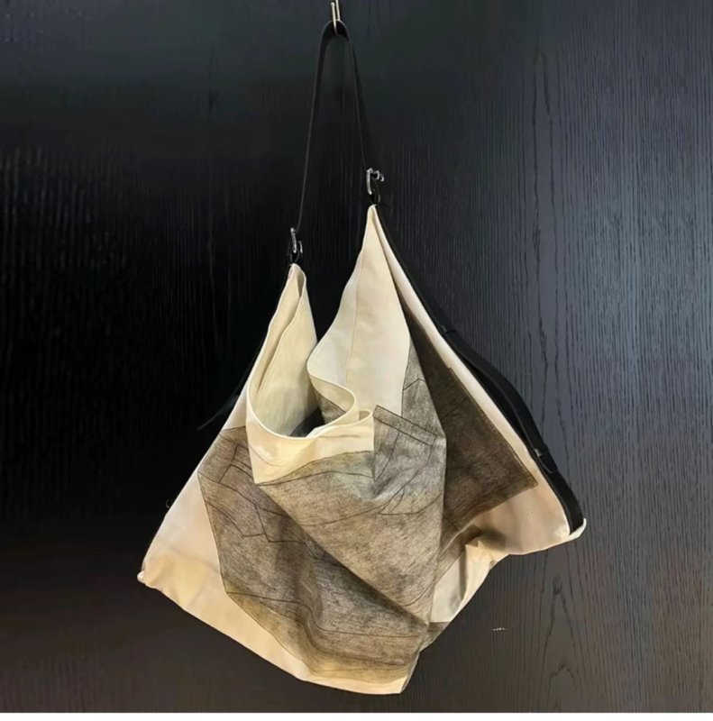 画像3: Unisex Cold Style Printed Canvas Large Capacity Tote Shoulder Bag 　ユニセックスコールドスタイルプリントキャンバスラージキャパシティートート ショルダーバッグ (3)