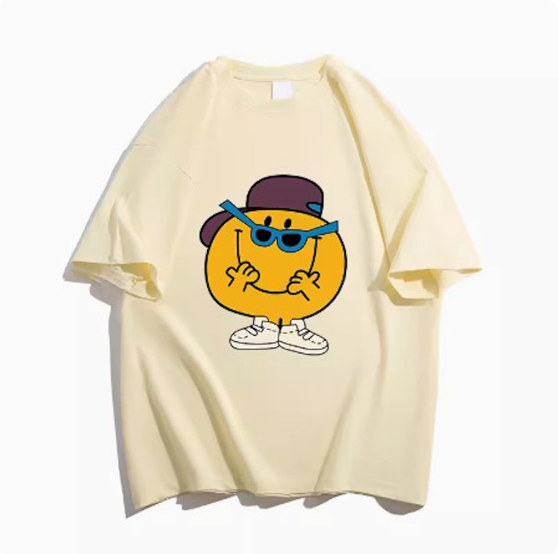 画像1: Sunglasses Smile Print Tshirt  ユニセックス 男女兼用サングラススマイルプリント 半袖  Tシャツ  (1)