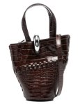画像2: Retro French leather crocodile pattern basket-shaped small tote shoulder bag 　ユニセックスレトロ フレンチ レザークロコダイルバスケットスモールトート ショルダーバッグ (2)