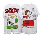 画像1: Forest Bathing Snoopy & Woodstock  Print Tshirt  　ユニセックス 男女兼用フォレスト ベイジングスヌーピー＆ウッドストックプリント 半袖  Tシャツ  (1)