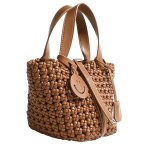 画像1: Mesh Woven Leather Tote Shoulder Crossbody Bag with Smile Charm　ユニセックスメッシュ編み込みレザートートスマイルチャーム付きショルダークロスボディバッグ (1)