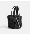 画像2: Mesh Woven Leather Tote Shoulder Crossbody Bag with Smile Charm　ユニセックスメッシュ編み込みレザートートスマイルチャーム付きショルダークロスボディバッグ (2)