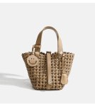 画像13: Mesh Woven Leather Tote Shoulder Crossbody Bag with Smile Charm　ユニセックスメッシュ編み込みレザートートスマイルチャーム付きショルダークロスボディバッグ (13)