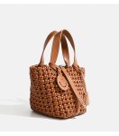 画像10: Mesh Woven Leather Tote Shoulder Crossbody Bag with Smile Charm　ユニセックスメッシュ編み込みレザートートスマイルチャーム付きショルダークロスボディバッグ (10)