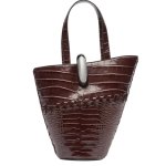 画像1: Retro French leather crocodile pattern basket-shaped small tote shoulder bag 　ユニセックスレトロ フレンチ レザークロコダイルバスケットスモールトート ショルダーバッグ (1)