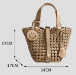 画像18: Mesh Woven Leather Tote Shoulder Crossbody Bag with Smile Charm　ユニセックスメッシュ編み込みレザートートスマイルチャーム付きショルダークロスボディバッグ (18)