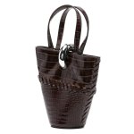 画像4: Retro French leather crocodile pattern basket-shaped small tote shoulder bag 　ユニセックスレトロ フレンチ レザークロコダイルバスケットスモールトート ショルダーバッグ (4)