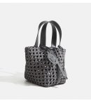 画像7: Mesh Woven Leather Tote Shoulder Crossbody Bag with Smile Charm　ユニセックスメッシュ編み込みレザートートスマイルチャーム付きショルダークロスボディバッグ (7)