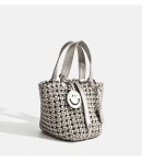 画像9: Mesh Woven Leather Tote Shoulder Crossbody Bag with Smile Charm　ユニセックスメッシュ編み込みレザートートスマイルチャーム付きショルダークロスボディバッグ (9)