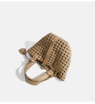 画像16: Mesh Woven Leather Tote Shoulder Crossbody Bag with Smile Charm　ユニセックスメッシュ編み込みレザートートスマイルチャーム付きショルダークロスボディバッグ (16)