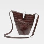 画像3: Retro French leather crocodile pattern basket-shaped small tote shoulder bag 　ユニセックスレトロ フレンチ レザークロコダイルバスケットスモールトート ショルダーバッグ (3)
