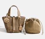 画像12: Mesh Woven Leather Tote Shoulder Crossbody Bag with Smile Charm　ユニセックスメッシュ編み込みレザートートスマイルチャーム付きショルダークロスボディバッグ (12)