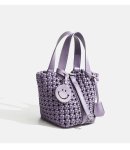 画像8: Mesh Woven Leather Tote Shoulder Crossbody Bag with Smile Charm　ユニセックスメッシュ編み込みレザートートスマイルチャーム付きショルダークロスボディバッグ (8)