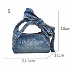 画像13: Ribbon Bow Handle Denim Sack Bag　リボンボウハンドルデニムサックアンダーアームトートショルダーバッグ (13)