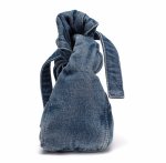 画像8: Ribbon Bow Handle Denim Sack Bag　リボンボウハンドルデニムサックアンダーアームトートショルダーバッグ (8)