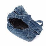 画像5: Ribbon Bow Handle Denim Sack Bag　リボンボウハンドルデニムサックアンダーアームトートショルダーバッグ (5)