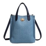 画像1: Washed Denim Blue Tote Shoulder Crossbody Bag　ウォッシュドデニムブルートートショルダークロスボディ バッグ (1)