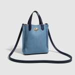 画像4: Washed Denim Blue Tote Shoulder Crossbody Bag　ウォッシュドデニムブルートートショルダークロスボディ バッグ (4)