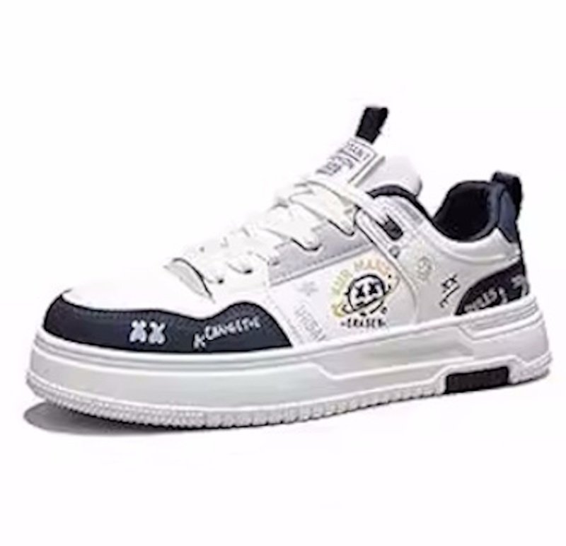 画像8: Unisex Smile kaws Leather Lace-up Sneakers   男女兼用 ユニセックススマイルカウズレザーレースアップ ペイント スニーカー (8)