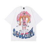 画像1: Oversized Sailor Moon ＆ Bow Short Sleeve Graffiti Print Tshirts  美少女戦士セーラームーン リボン 落書き プリント 半袖Tシャツ  男女兼用 ユニセックス (1)