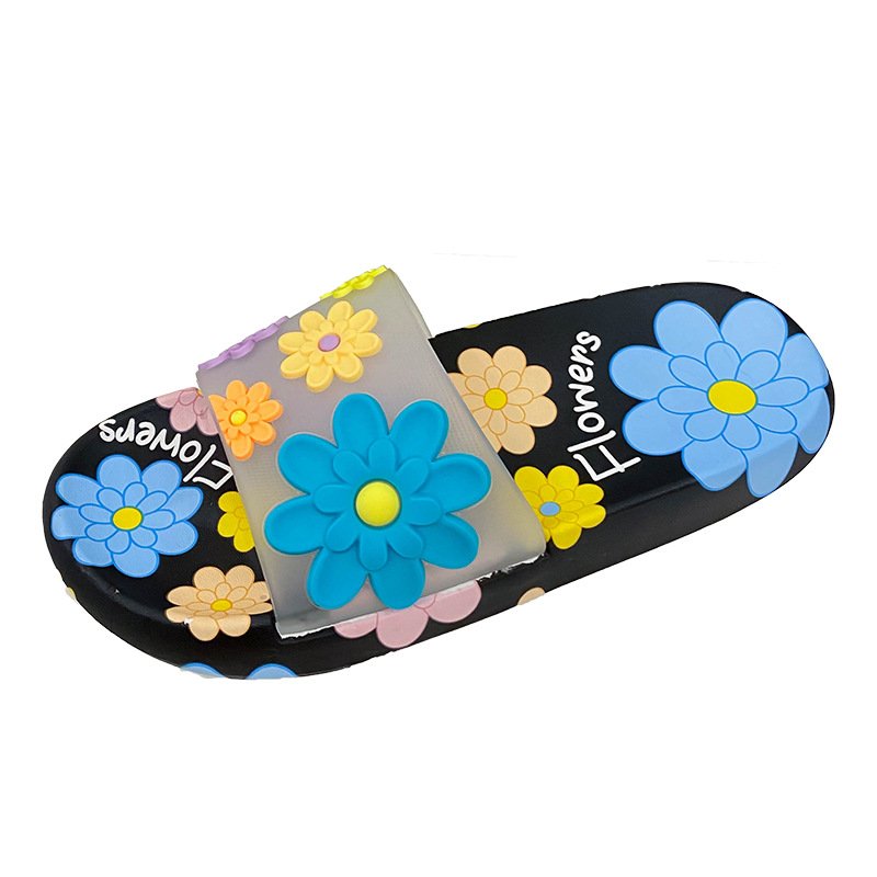 画像1: Women's Floral pattern deodorant soft sole sandals slippers flip flops　花柄フラットシャワーサンダルフリップフロップ　 (1)