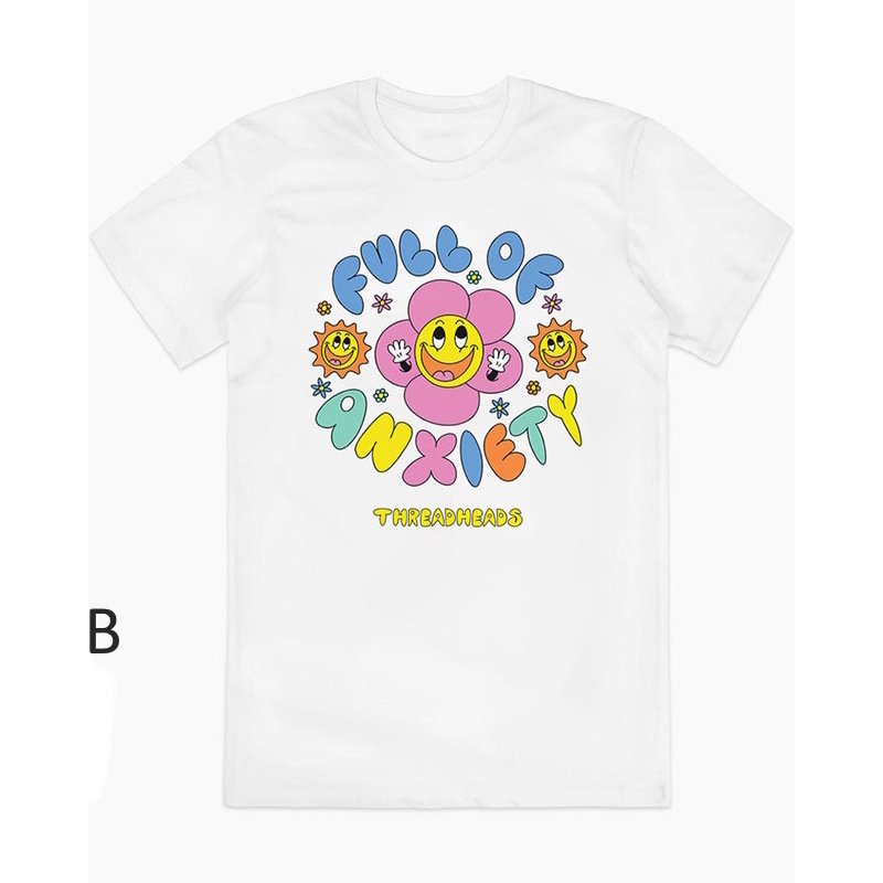 画像2: Hppy Smile Flower Print Tshirt   ユニセックス 男女兼用ハッピースマイルフラワープリント 半袖  Tシャツ  (2)