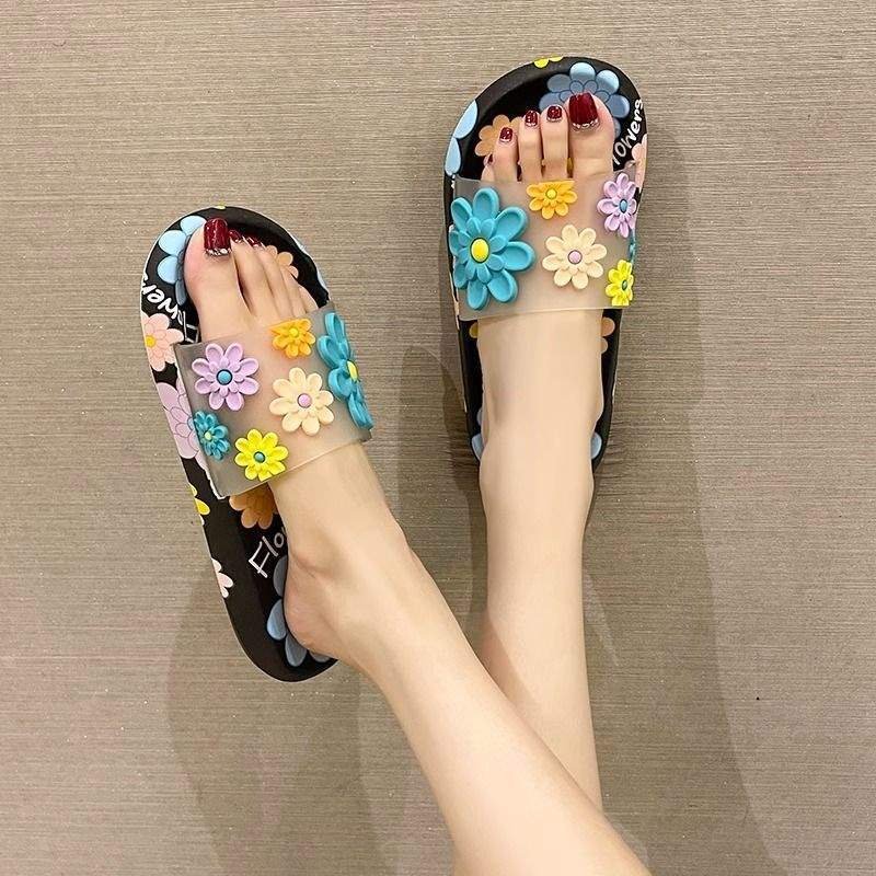 画像9: Women's Floral pattern deodorant soft sole sandals slippers flip flops 花柄フラットシャワーサンダルフリップフロップ  (9)