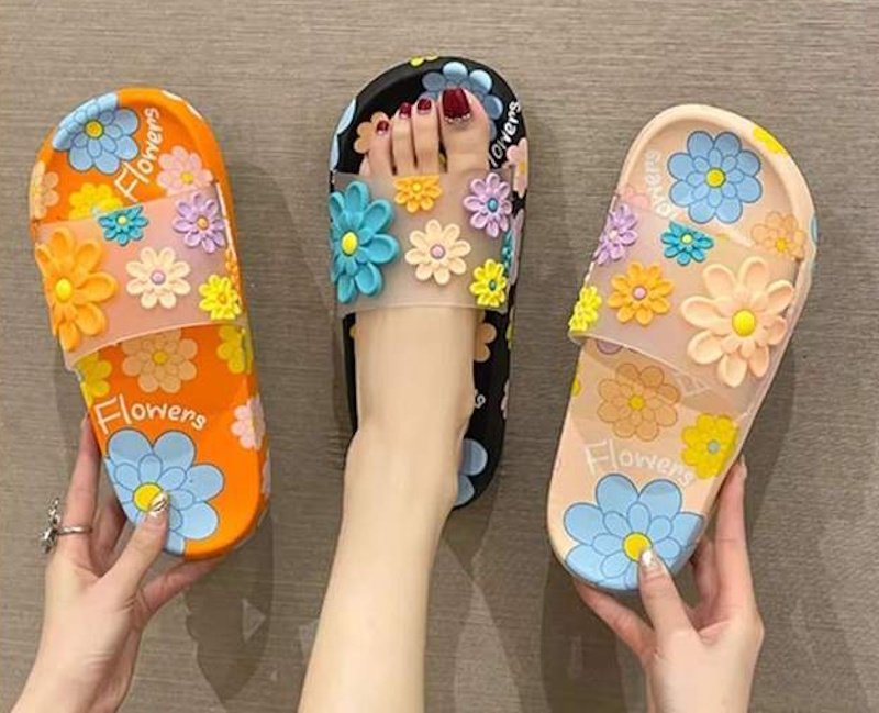 画像11: Women's Floral pattern deodorant soft sole sandals slippers flip flops 花柄フラットシャワーサンダルフリップフロップ  (11)