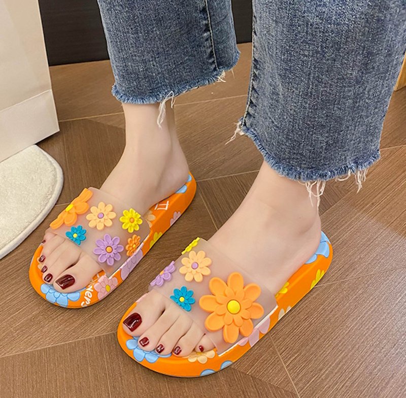 画像6: Women's Floral pattern deodorant soft sole sandals slippers flip flops 花柄フラットシャワーサンダルフリップフロップ  (6)